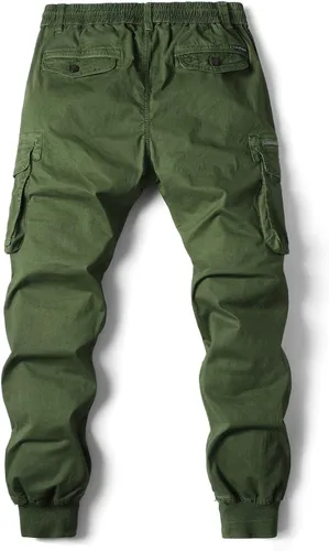 Miniatura 6 de Mens Linen Pants Drawstring Buckle Zipper Cargo Pants Multi Pockets Solid Beam Feet Athletic Sweatpants Outdoor