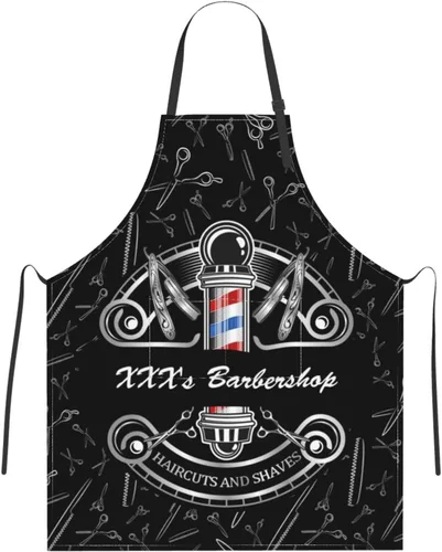 Miniatura 15 de Delantal de barbería personalizado para hombres y mujeres, delantal de peluquería con texto personalizado con bolsillos, delantal personalizado