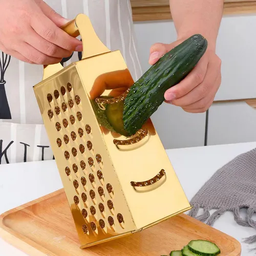 Miniatura 3 de Rallador multifuncional de acero inoxidable con asa, cortador grande de 4 lados para jengibre, ajo, pepinos, zanahorias, queso, papa