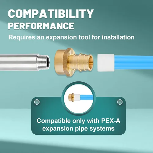 Miniatura 4 de Paquete de 2 accesorios de expansión Niikappu Pex-A, adaptador de flujo completo NPT hembra de 1 pulgada Pex-A x 1 pulgada, accesorio de tubería