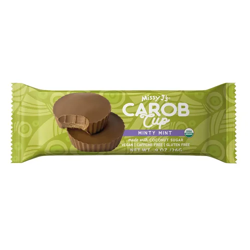 Miniatura 2 de Missy J's Tazas de algarroba de menta orgánica de 0.9 onzas, paquete de 3. Fabricado con azúcar de coco, vegano, sin gluten y cafeína, sustituto