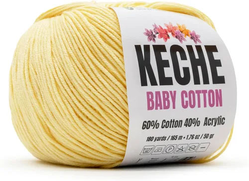 Miniatura 107 de Keche Hilo de algodón, 60% algodón, 40% hilo acrílico, hilo de algodón suave para crochet y tejer, hilo amigurumi, 1 madeja/bola, 1.76 onzas (50g)