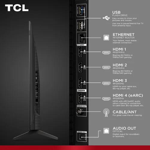 Miniatura 21 de TCL 55 Pulgadas Clase Serie T7 4K QLED HDR 55T7, Modelo 2025 Smart Google TV de 120HZ Frecuencia de Actualización, Alta Brillo, Dolby Atmos
