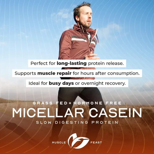 Miniatura 6 de Muscle Feast Proteína de caseína micelar alimentada con pasto, sin hormonas, proteína de caseína de digestión lenta - Apoya la recuperación muscular