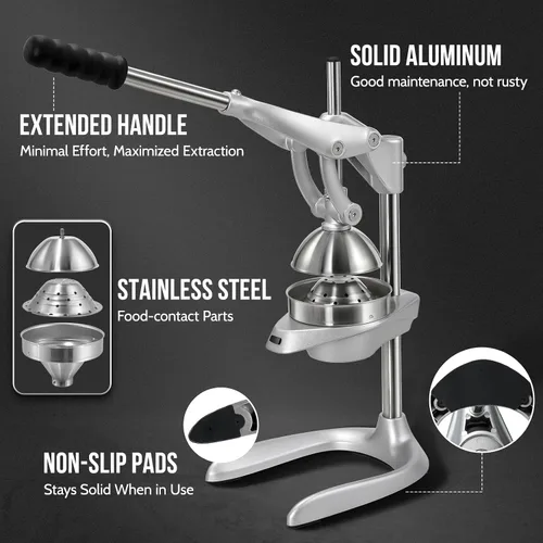 Miniatura 7 de Sopito Exprimidor manual, exprimidor de naranja sin esfuerzo, exprimidor de mano de acero inoxidable de seguridad profesional para cítricos, limón