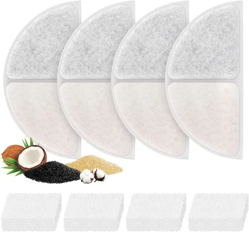 Cormix - Filtro de fuente de agua para gatos PWEZON de 4 L, 4 filtros de repuesto para fuente de agua para gatos con 4 esponjas de filtro de bomba