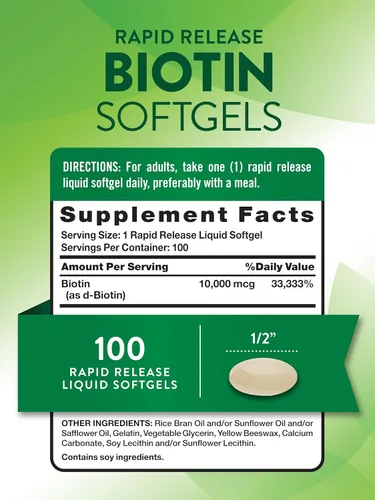 Miniatura 2 de Nature's Truth Biotin 10,000mcg Cápsulas blandas de liberación rápida 100 unidades Suplemento sin OMG y sin gluten