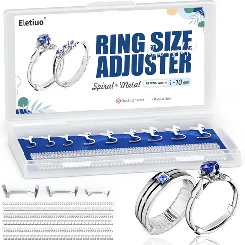 Miniatura 11 de Paquete de 15 ajustadores y reductores de tamaño de anillo, juego de medidores invisibles para anillos sueltos, 2 estilos, 6 tamaños en espiral y 3