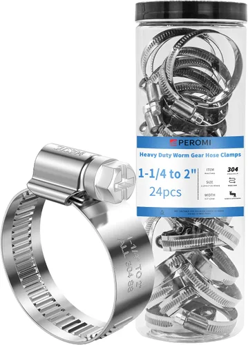 Miniatura 10 de 24 PIEZAS Abrazaderas de manguera de servicio pesado de acero inoxidable 304, abrazadera de manguera de 1-5/8" a 2-3/8" (40-60mm) Abrazaderas