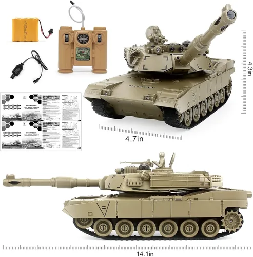 Miniatura 7 de BEAURE Tanques Rc, 1:28 WW2 M1A2, Tanque del Ejército Americano de la Segunda Guerra Mundial, Juguetes de Tanques para Niños, Control Remoto de 9
