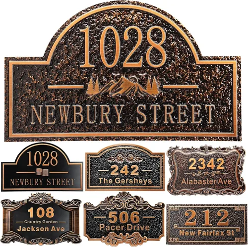 Miniatura 46 de Placa personalizada de dirección de casa de 12 pulgadas, números fundidos para exteriores, placa de señal de dirección personalizada con nombre