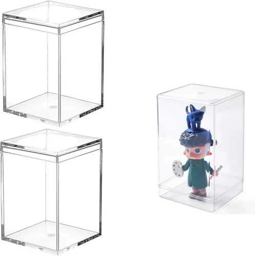 Miniatura 11 de Caja de acrílico transparente con tapa, contenedores de cubo cuadrado de plástico, caja de almacenamiento para el hogar y la oficina, caja