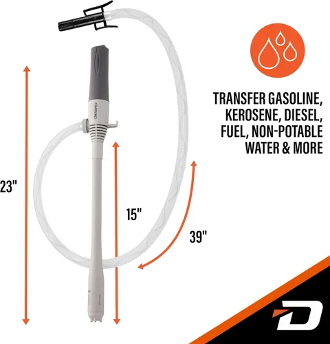 Miniatura 5 de DEWAY - Bomba automática de transferencia de combustible pequeña de 15 pulgadas con parada automática, potente alimentación por batería tipo D