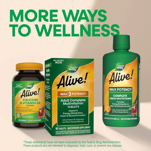 Miniatura 8 de Nature's Way ¡Vivo! Max3 Potency Daily Multivitamin, multivitaminas para adultos de alta potencia para apoyar el metabolismo de la energía celular