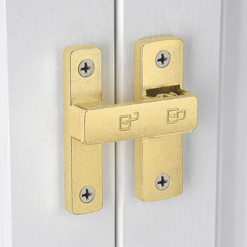 Miniatura 3 de INIRET Paquete de 2 Pestillos Dorados para Puerta de Granero, Cerradura de Portón de 180 Grados, Herrajes de Pestillos de Portón Abatible, Pestillo