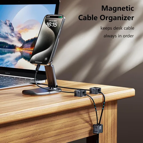 Miniatura 8 de Kailfee - 12 clips magnéticos para cables [cable ajustable suave] Soporte para cables, gestión de cables debajo del escritorio, soporte de alambre