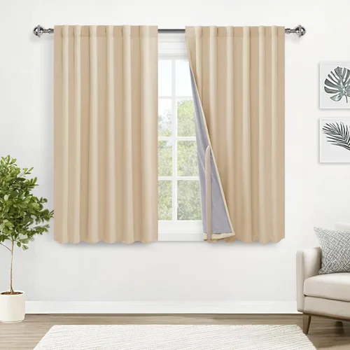 Miniatura 45 de XWZO Cortinas blancas 100% opacas con alzapaños, 2 capas gruesas completamente sombreadas con bolsillo para barra y pestaña trasera, cortinas