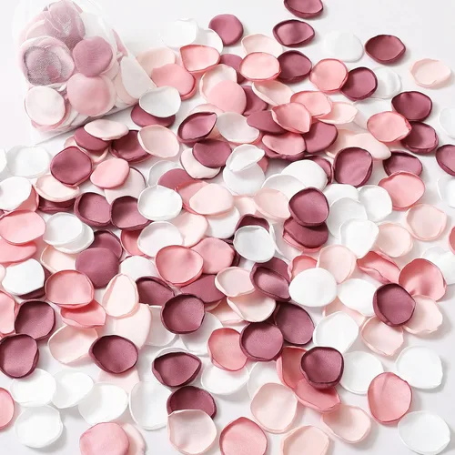 Miniatura 25 de Serwalin 300 Unidades de Pétalos de Rosa de Seda, Flores Artificiales para Bodas, Pétalos de Rosa Falsos Marrone, Propuesta para la Canasta de Boda