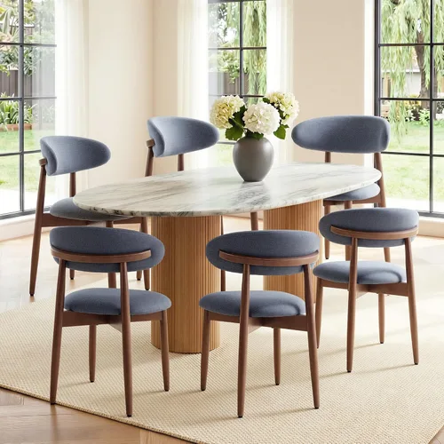 Miniatura 17 de COLAMY Mid-Century - Juego de 2 sillas de comedor de madera modernas, sillas de cocina tapizadas para interiores con asiento acolchado acogedor