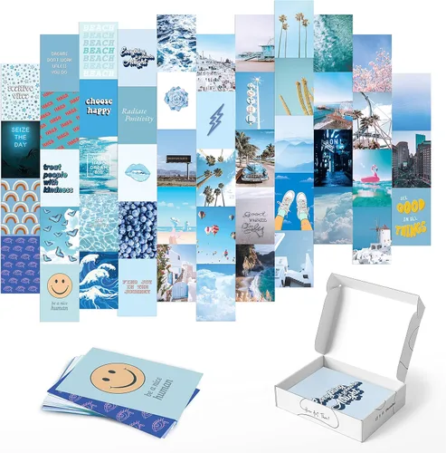 HAUS AND HUES Kit de collage de fotos azul para decoración estética de pared, pósteres estéticos de playa e imágenes estéticas | Decoración estética
