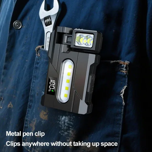 Miniatura 4 de Mini linterna EDC de 1200 lúmenes, súper brillante, 3 modos, mini EDC de tamaño de bolsillo, linternas planas recargables, luz doble LED ABS