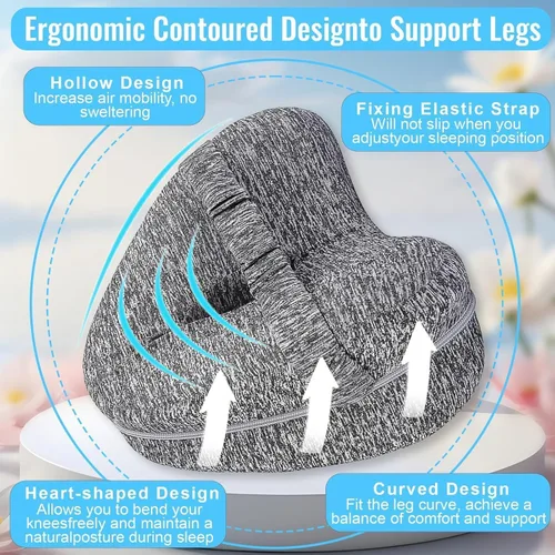 Miniatura 5 de Almohada de rodilla para personas que duermen de lado, dolor de cadera, almohada entre las piernas para dormir de lado, apoyo para aliviar el dolor