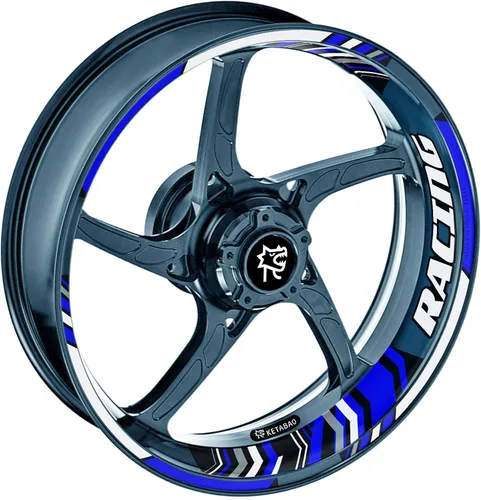 KETABAO Paquete de calcomanías para llantas de rueda de 17 pulgadas compatibles con ZX10R ZX10RR ZX6R 636 Z900 Z1000 Z650 Ninja 400 18 19 azul