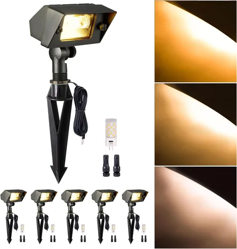 Miniatura 20 de Gardenreet Luz de Inundación de Bajo Voltaje para Exteriores - Luz LED de Lavado de Pared de Latón Sólido 12V, Paisajística de Cableado Fijo