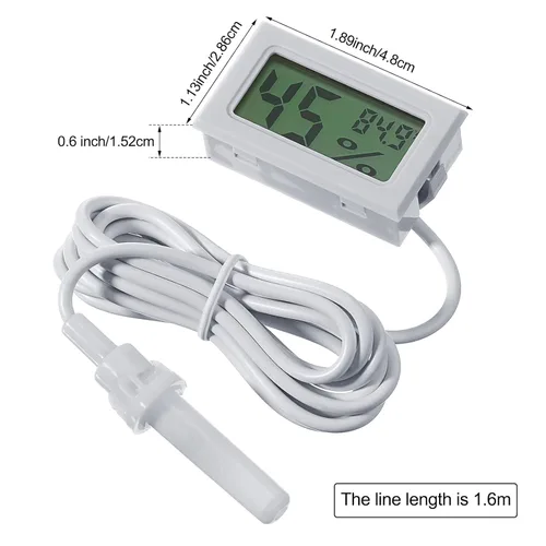 Miniatura 2 de Weewooday Medidor digital de temperatura y humedad con medidor de sonda LCD Fahrenheit, termómetro higrómetro para incubadora, planta de reptiles