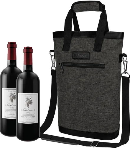 Miniatura 10 de opux - Portavinos para 2 botellas, bolsa aislada a prueba de fugas para vino, bolsa de enfriamiento portátil para viajes BYOB, picnic, estuche