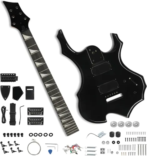 Miniatura 15 de Ktaxon Kit de guitarra eléctrica DIY con cuerpo de caoba, kit de guitarra eléctrica de 6 cuerdas de tamaño completo con cuello de arce, correa