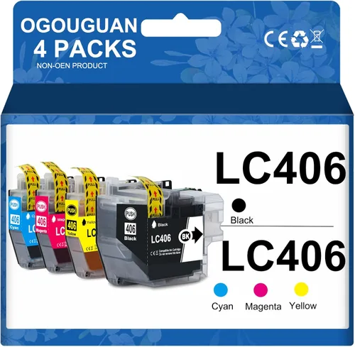 Cartucho de tinta compatible LC406 LC 406 de alto rendimiento (paquete de 4) Cartucho de tinta compatible de repuesto para impresora LC406XL Brother