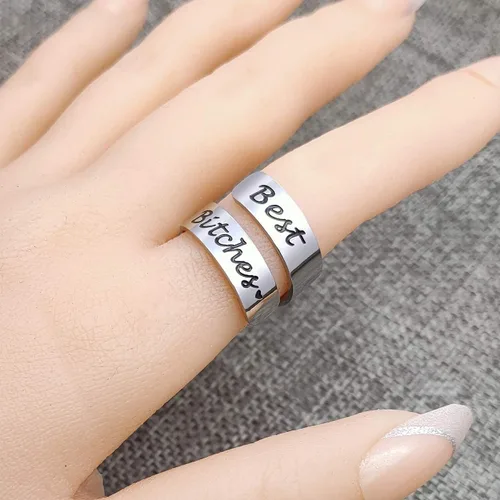 Miniatura 23 de HOFOYA Anillos inspiradores ajustables de acero inoxidable, anillos de grabado, joyería motivacional, graduación, San Valentín, regalos
