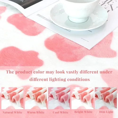 Miniatura 7 de Manta ligera de forro polar suave rosa, manta pequeña y cálida para cama Manta vaquera-rosa