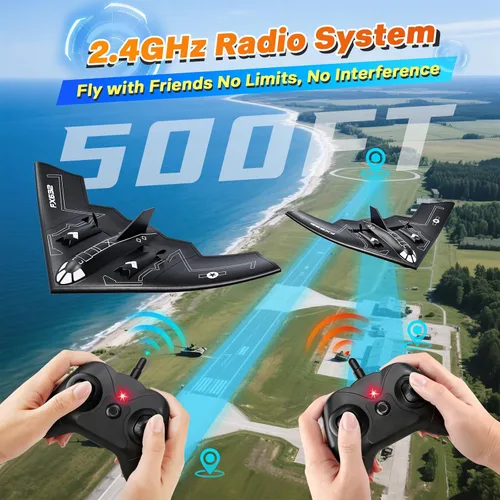 Miniatura 4 de AIGIMU Avión RC, avión RC listo para volar, avión de control remoto de 2 canales con estabilizador de giroscopio de 6 ejes B2 Spirit Stealth Bomber