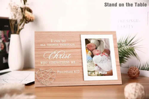 Miniatura 2 de Marco de Fotos con Cita Cristiana Inspiradora de Regalo - Puedo hacer todas las cosas en Cristo que me fortalece - Marco de Fotos de Versículo
