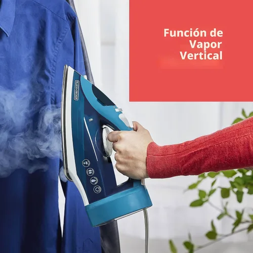 Miniatura 4 de BLACK+DECKER Plancha de vapor para ropa con cable retráctil, vaporización vertical, diseño antigoteo, rociador de niebla y botón de autolimpieza