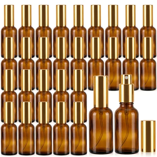 Miniatura 29 de Roshtia 30 Pcs 0.33 oz/ 10 ml Beech Wood Color Glass Spray Bottle Refillable Perfume Atomizer Clear Decorative Empty Bottles with Fine Mist Sprayer