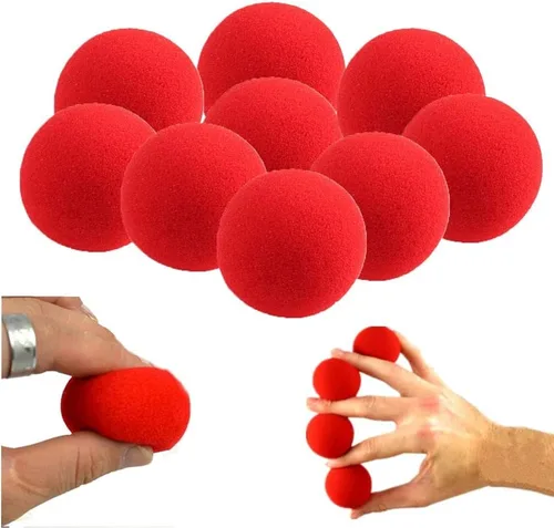 Miniatura 5 de 10 bolas de esponja rojas, herramientas mágicas suaves, ligeras, mini bolas de esponja mágicas, accesorios de truco de comedia clásica de calle