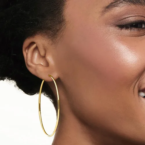 Miniatura 2 de Ross-Simons Aretes de aro sin fin de oro amarillo de 14 quilates de 0.059 in, Oro, no conocido