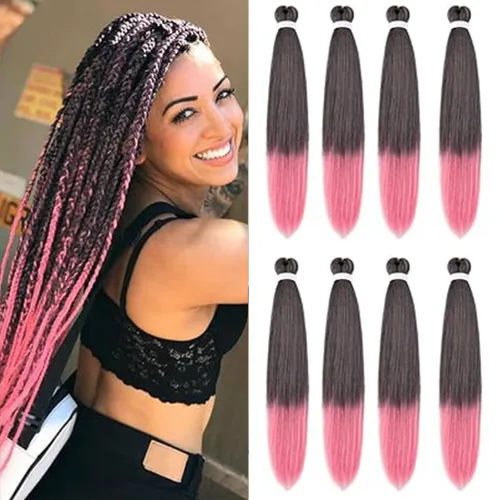 Miniatura 103 de 8 paquetes de extensiones preestiradas - 16 pulgadas de cabello trenzado premium, 55G/paquete, sin picazón, fijación en agua caliente, textura Perm