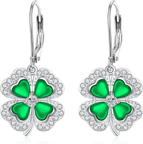 Miniatura 75 de Aretes colgantes de plata de ley con diseño de árbol de la vida, flor, abeja, animales, gato, colibrí, piedra lunar, turquesa, aretes con cierre