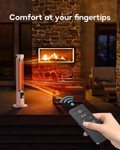 Miniatura 6 de Calentador de patio para uso en exteriores, calentador eléctrico infrarrojo para exteriores, calefacción instantánea de 1500 W, oscilación de 60