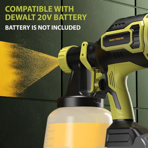 Miniatura 4 de Pulverizador de pintura inalámbrico compatible con batería Dewalt de 20 V (batería no incluida), 33.8 fl oz/min de alto flujo, contenedor de 40.6 fl