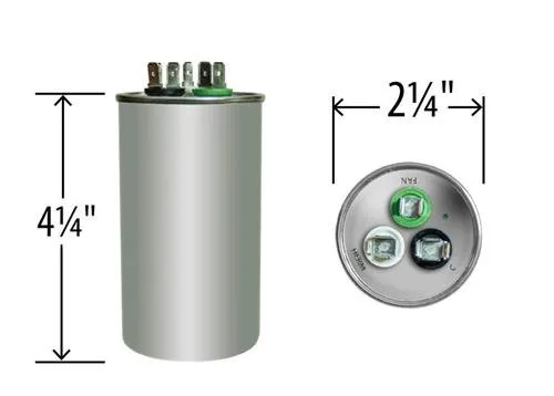 Miniatura 2 de Reemplazo de condensador universal dual redondo de 35 + 10 uf / Mfd Amrad USA2227B - utilizado para 370 o 440 VCA, fabricado en los Estados Unidos.