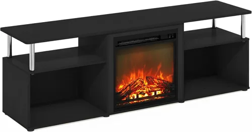 Miniatura 28 de Furinno Soporte clásico de TV de 70 pulgadas con chimenea, roble francés gris gris roble francés