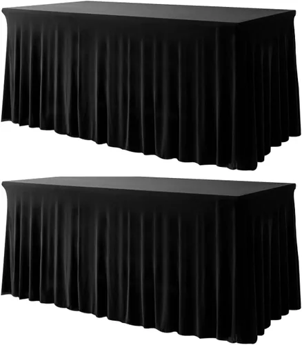 Miniatura 15 de Your Magic Moment Falda de mesa de elastano para mesas rectangulares de 6 pies de 6 pies, color blanco, 1 pieza, mantel ajustable blanco