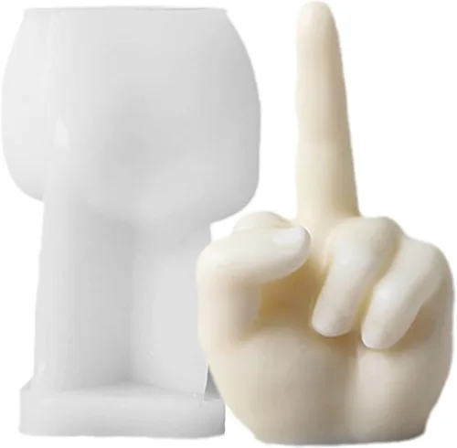 Miniatura 12 de Molde de silicona grande en forma de mano 3D, molde de vela gestual de 6.7 pulgadas, molde de fundición de resina en forma de dedo medio 1:1