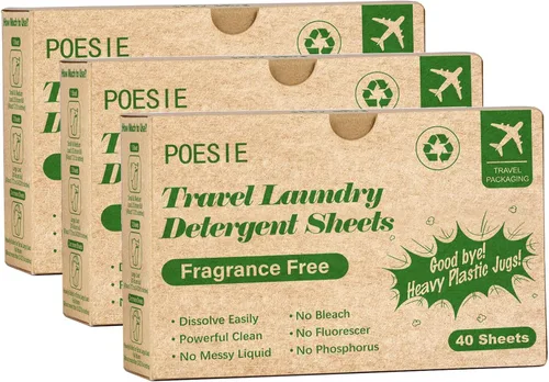 Miniatura 31 de Poesie Hojas de Detergente para Ropa Hojas de Jabón para Ropa para Viajes Camping Hojas para Lavar Ropa Sin Fragancia 1 Mini Caja 40