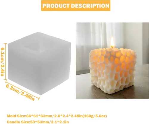 Miniatura 2 de Molde de vela de silicona en forma de panal de TOPYS, molde geométrico cuadrado 3D para fabricación de jabón artesanal, molde de resina, pastel